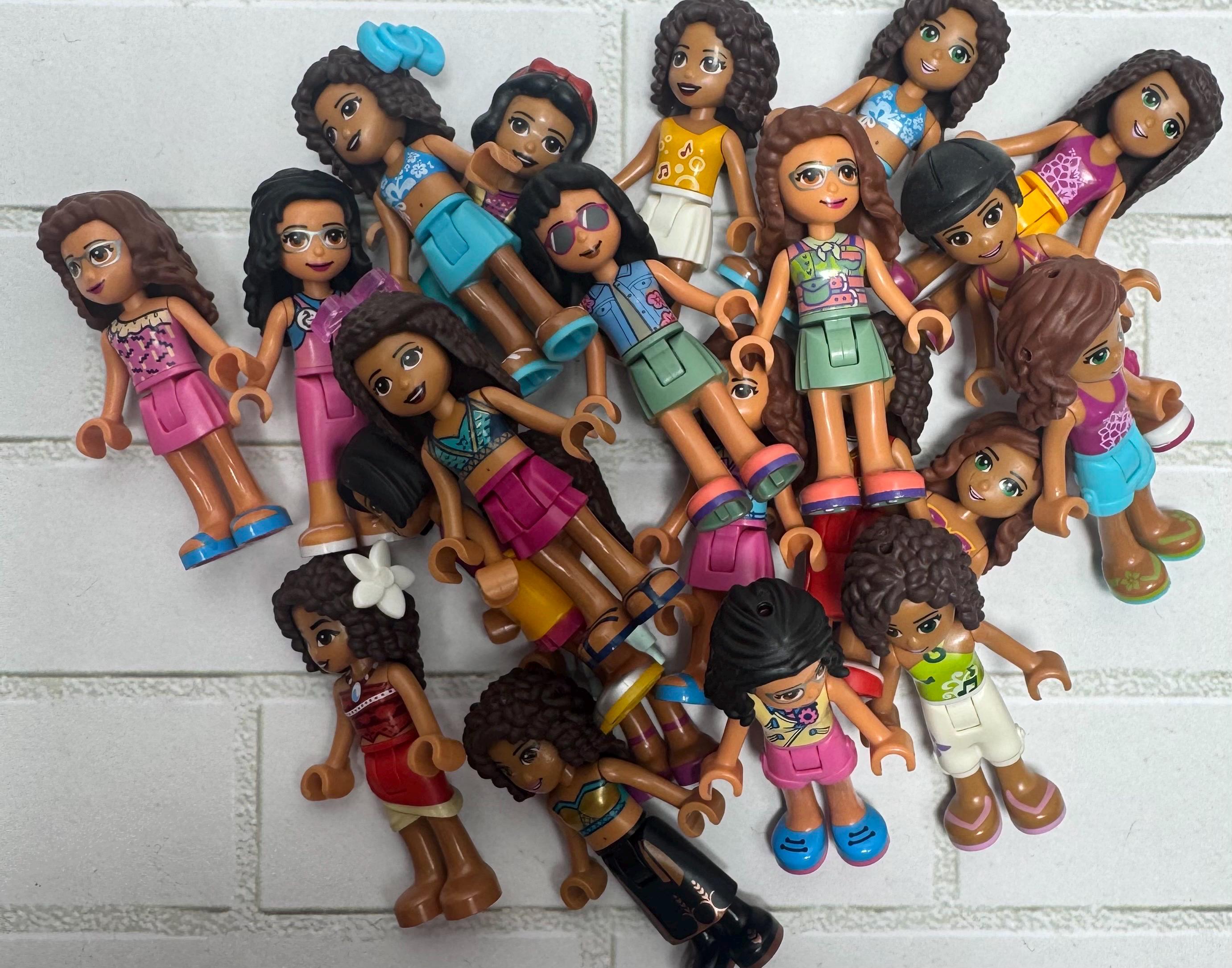 LEGO Friends Mini-Dolls – Lot of 10 | Brown Skin / Curly Hair Girls | Authentic LEGO Figures | Random Mix | Cleaned & Ready to Play