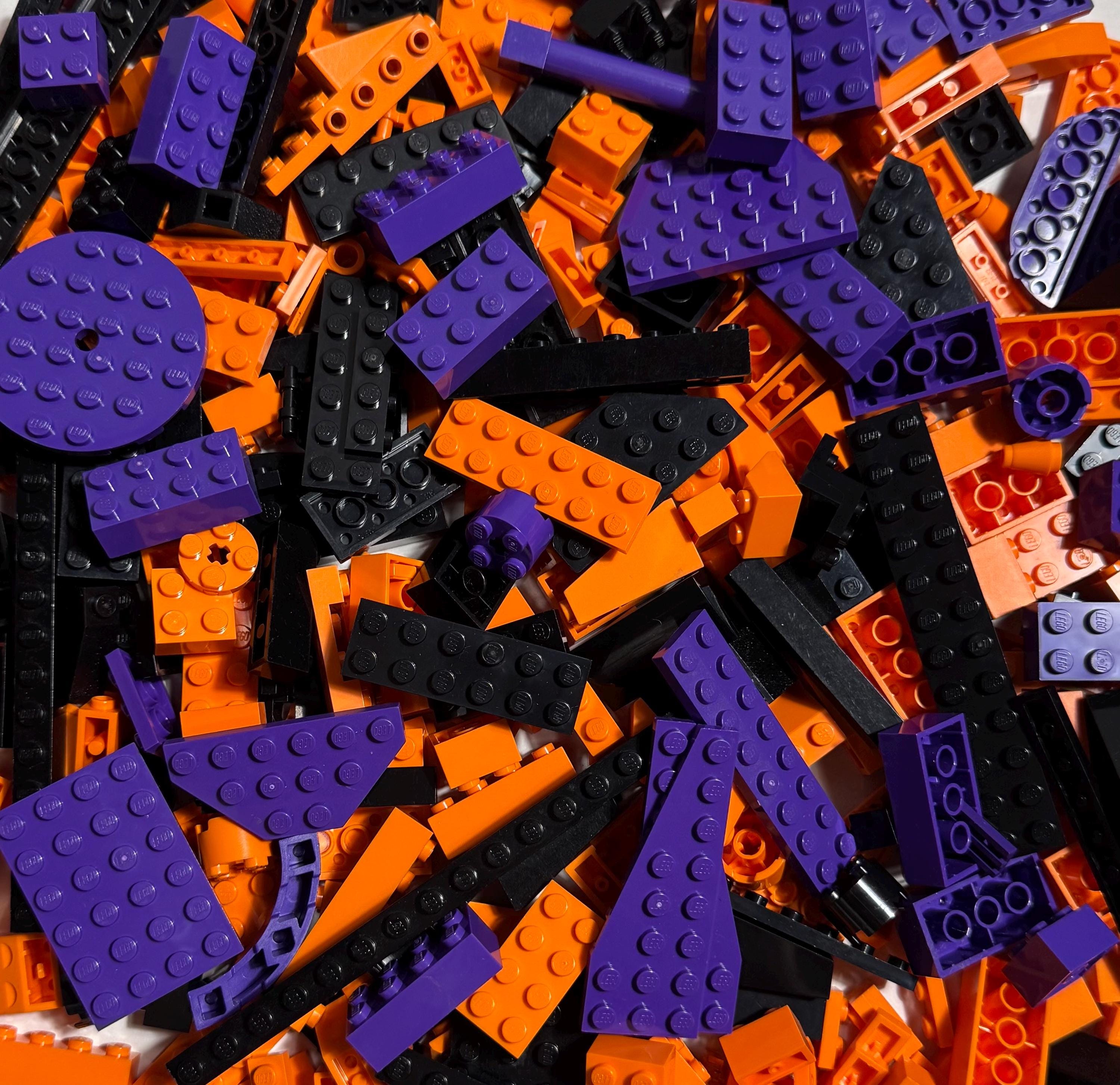 Halloween LEGO Mix Orange Black & Purple Parts Set of 100 Pieces - Handpicked and Curated