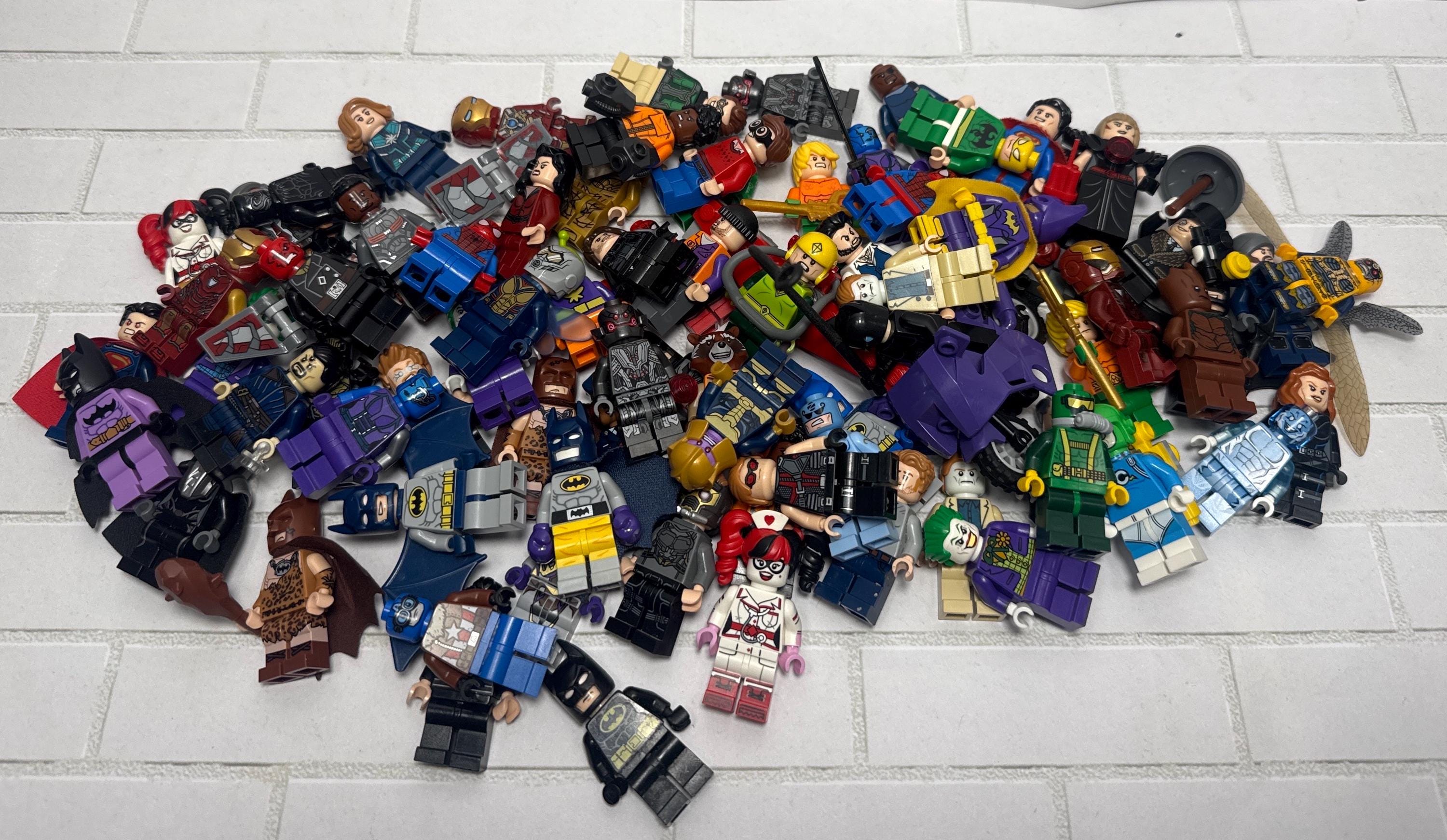 5 Random Retired LEGO Superhero Minifigures Marvel DC Lot – Heroes & Villains Clean